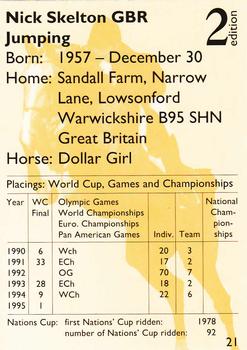 1995 Collect-A-Card Equestrian #21 Nick Skelton / Dollar Girl Back